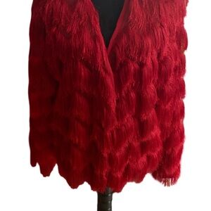 H&M Bold Red Fringe Jacket